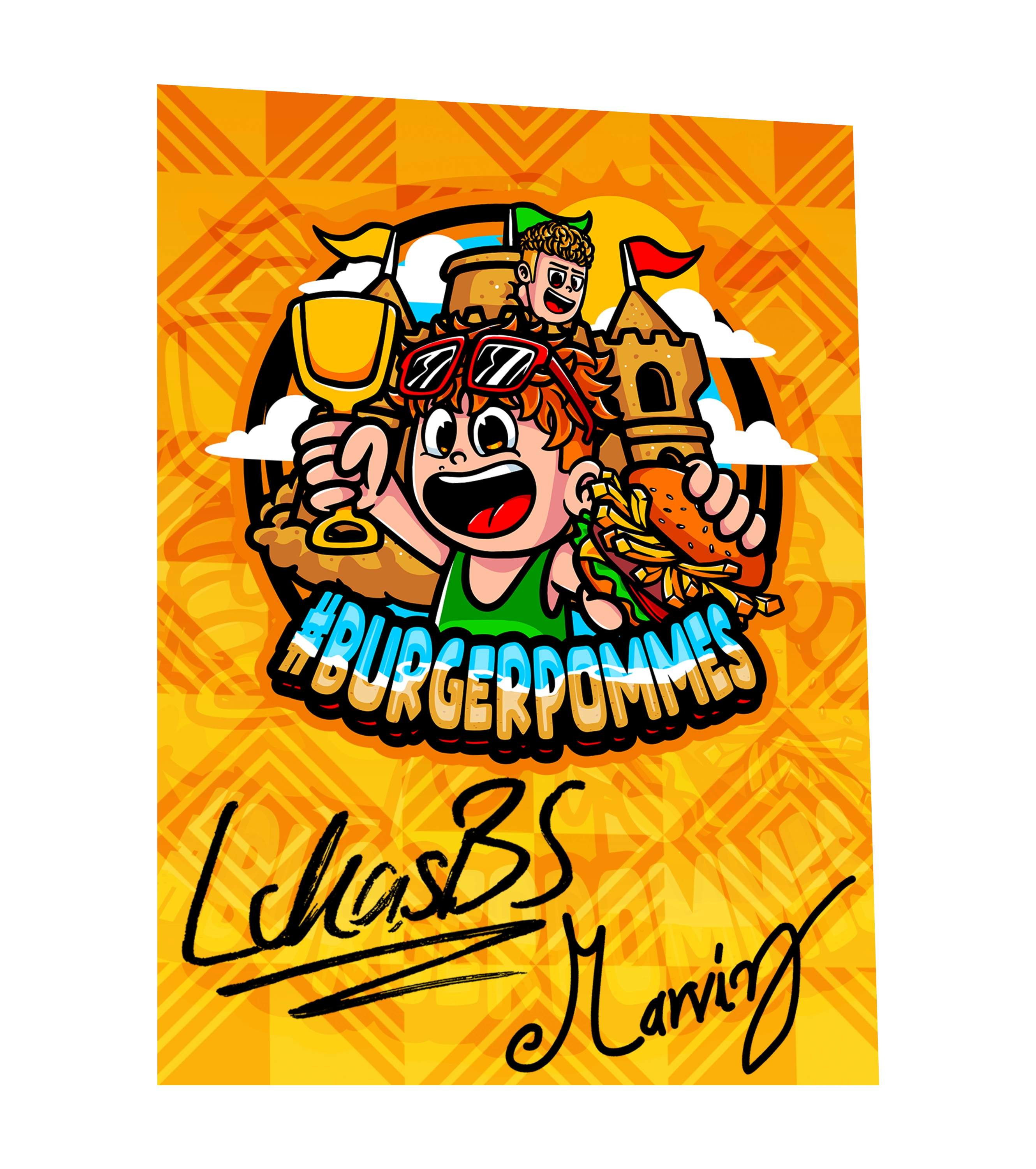#BURGERPOMMES - Strand Bundle - T-Shirt + Federmäppchen + Strand Set + Wassereis + Autogrammkarte