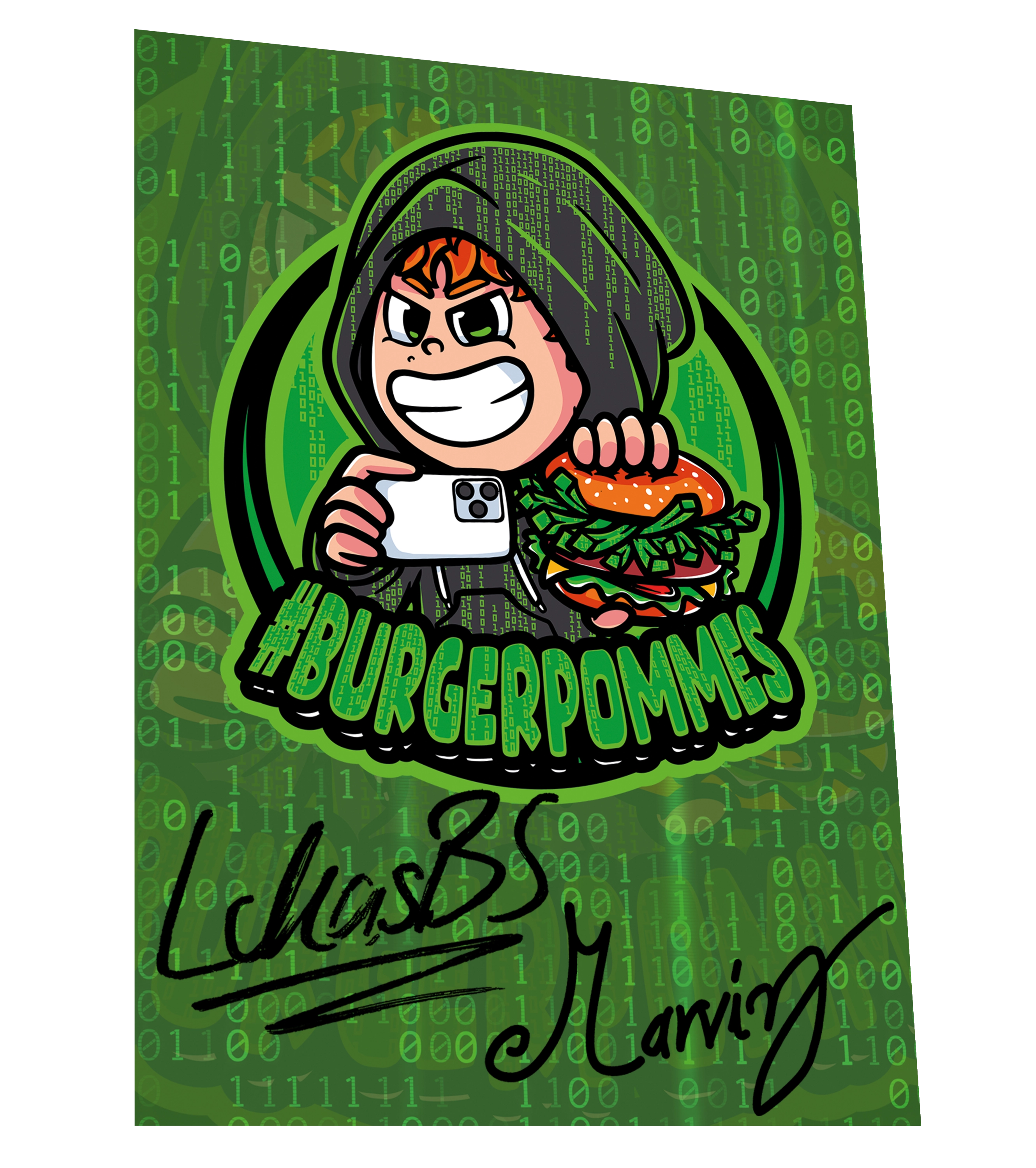 #BURGERPOMMES Hacker Mystery Bundle - Hoodie + Autogrammkarte + Mystery Brainrot Plushi + 4 Mystery Beilagen