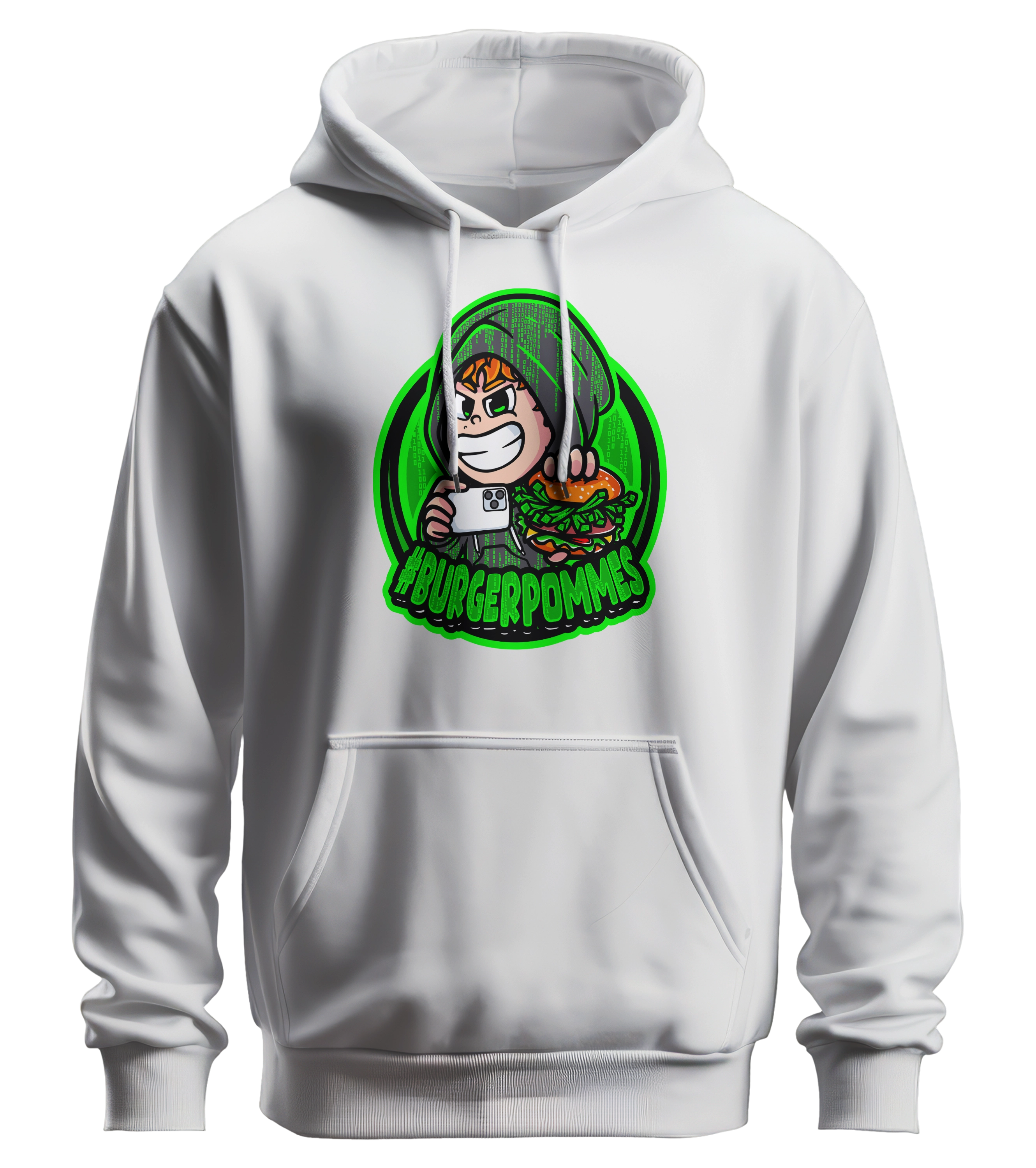 #BURGERPOMMES Hacker Mystery Bundle - Hoodie + Autogrammkarte + Mystery Brainrot Plushi + 4 Mystery Beilagen