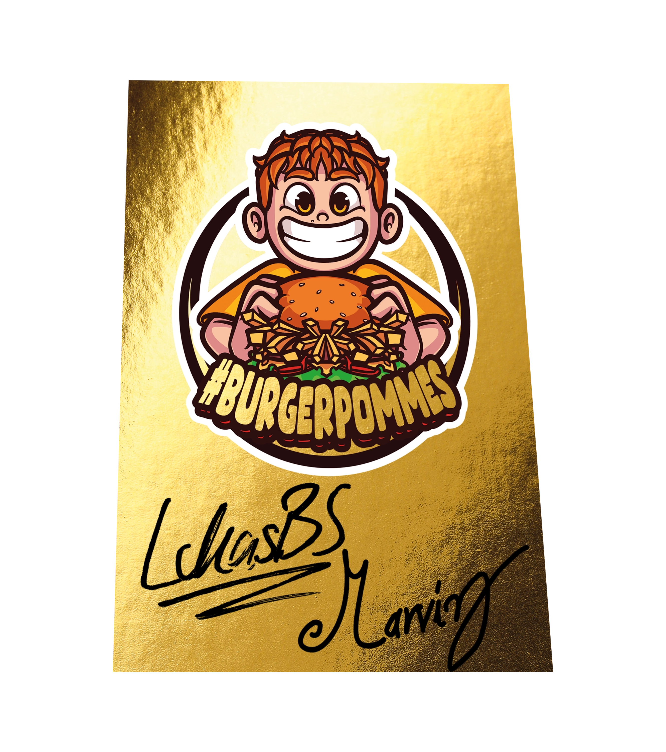 #BURGERPOMMES - Windbreaker Bundle - Gold Schlüsselanhänger + Sammelkarten + goldene Autogrammkarte