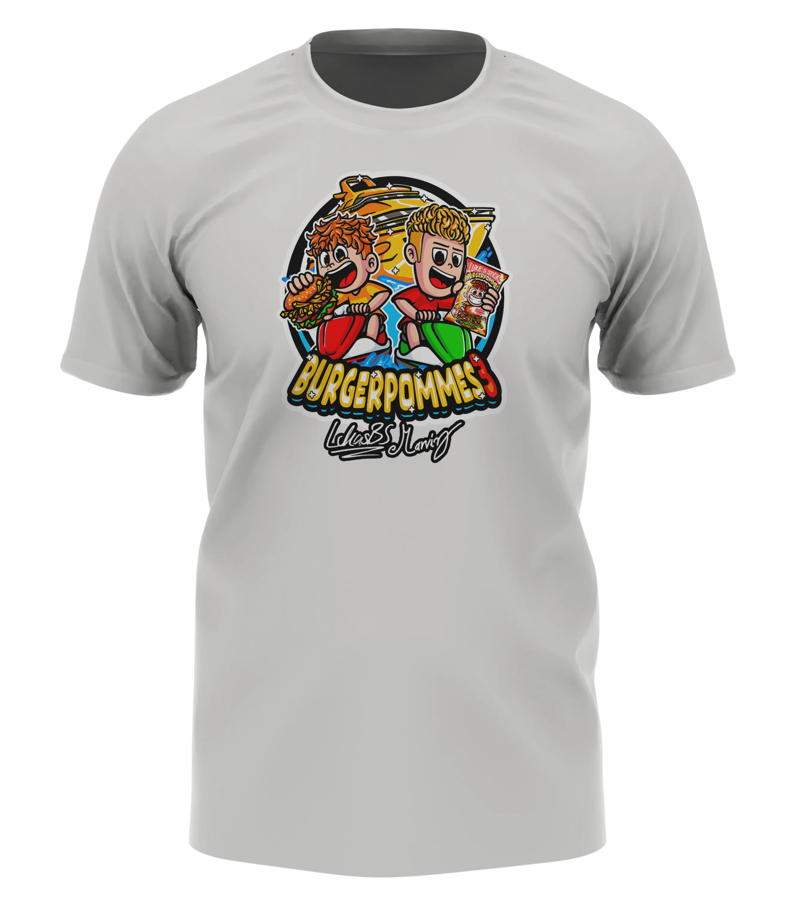 #BURGERPOMMES 3 Bundle - T-Shirt + Sonnenbrille + Drink + Poster + CD + Autogrammkarte + 3 von 9 zufälligen Gegenständen