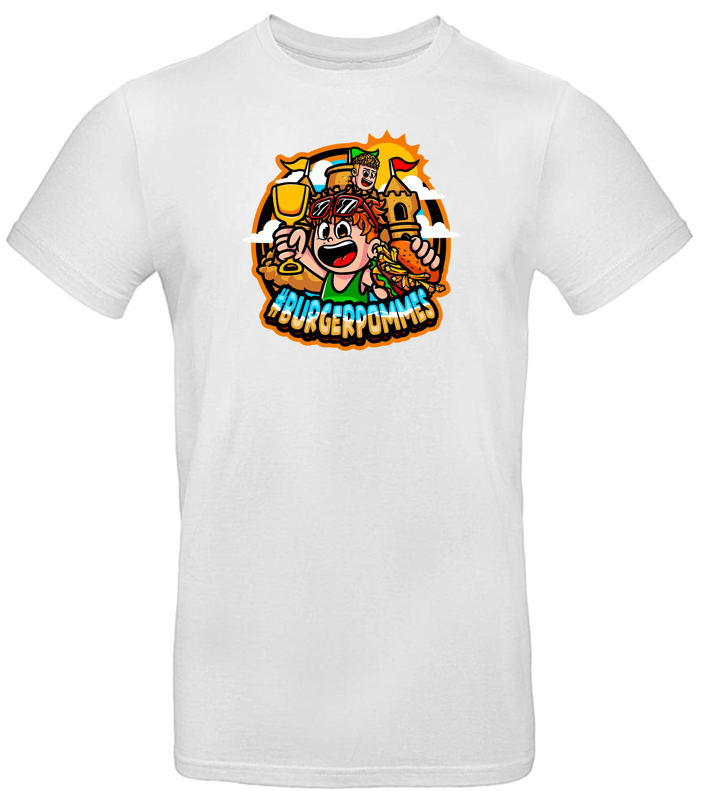 #BURGERPOMMES - Strand Bundle - T-Shirt + Federmäppchen + Strand Set + Wassereis + Autogrammkarte