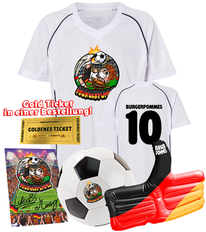 #BURGERPOMMES WM Bundle - Trikot + Fußball + Winkehand + Autogrammkarte