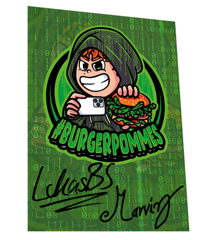 #BURGERPOMMES Hacker Mystery Bundle  - Hoodie + Autogrammkarte + Mystery Brainrot Plushi + 4 Mystery Beilagen