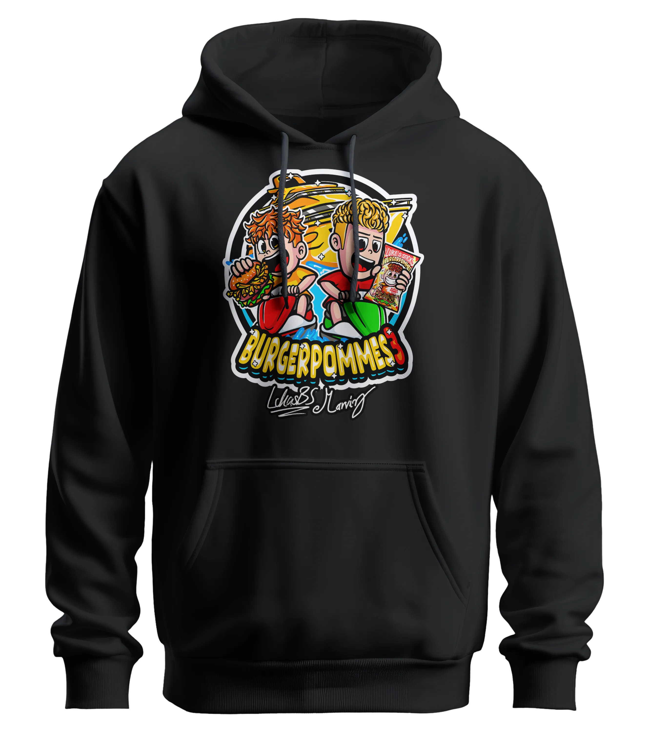 #BURGERPOMMES 3 Bundle - Hoodie + Sonnenbrille + Drink + Poster + CD + Autogrammkarte + 3 von 9 zufälligen Gegenständen
