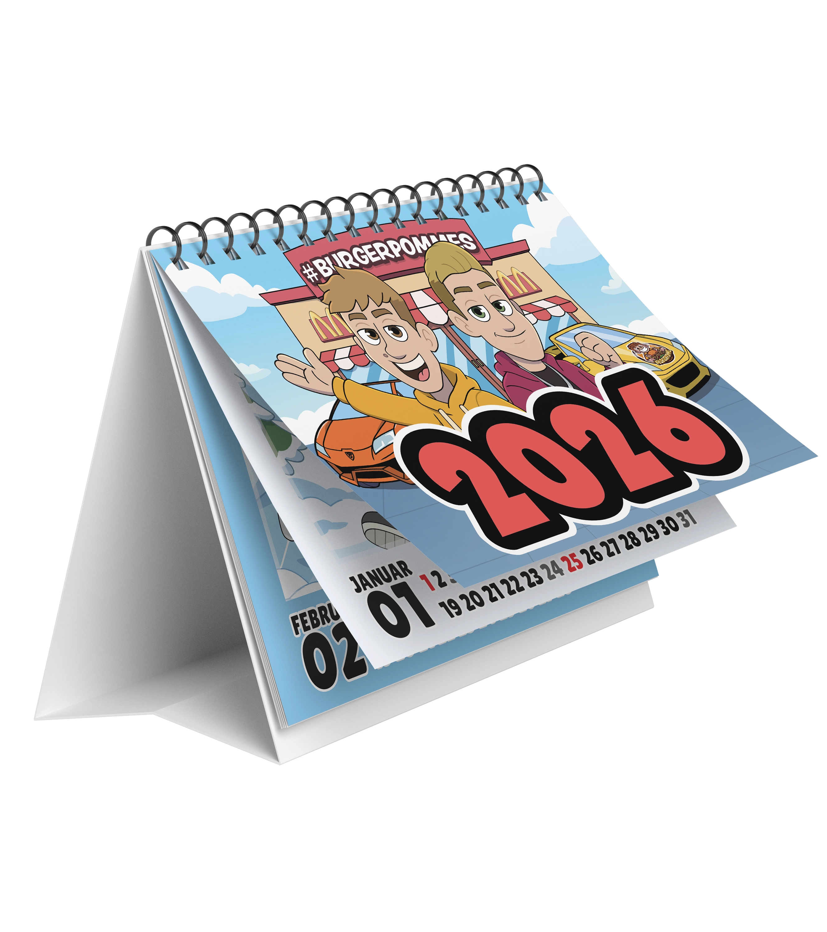 #BURGERPOMMES Silvester Bundle - T-Shirt + bestickte Mütze + Tischkalender + Autogrammkarte