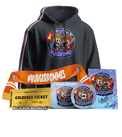 #BURGERPOMMES Disstrack Bundle - Hoodie + Disstrack CD + Schal + Autogrammkarte + Chance auf das goldene Ticket