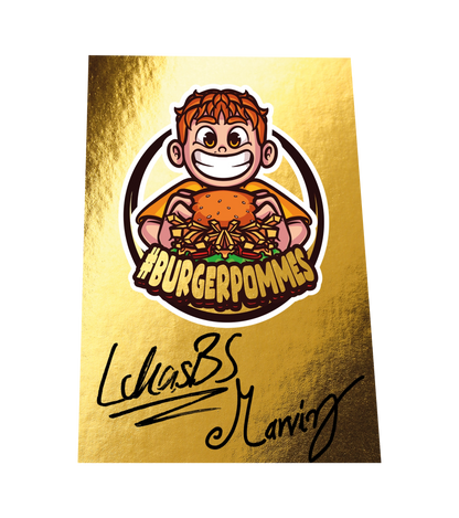 #BURGERPOMMES - Windbreaker Bundle - Gold Schlüsselanhänger + Sammelkarten + goldene Autogrammkarte